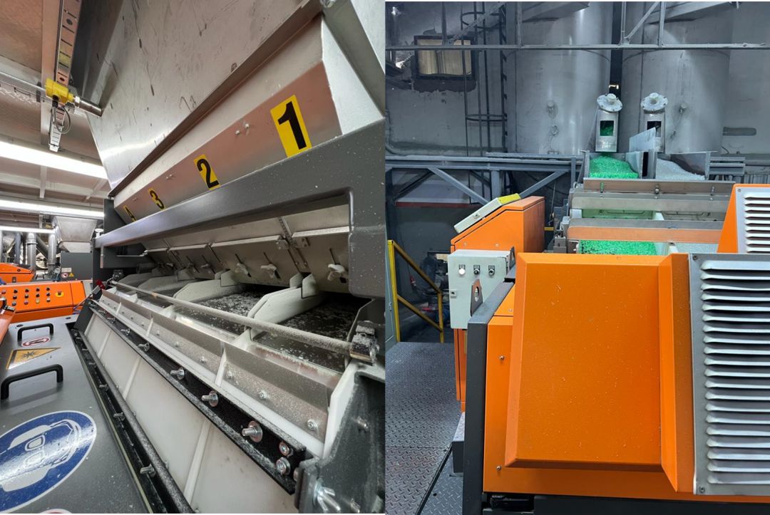 Reciclar的產線安裝了3臺陶朗AUTOSORT?整瓶分選機和3臺AUTOSORT? FLAKE瓶片分選機。