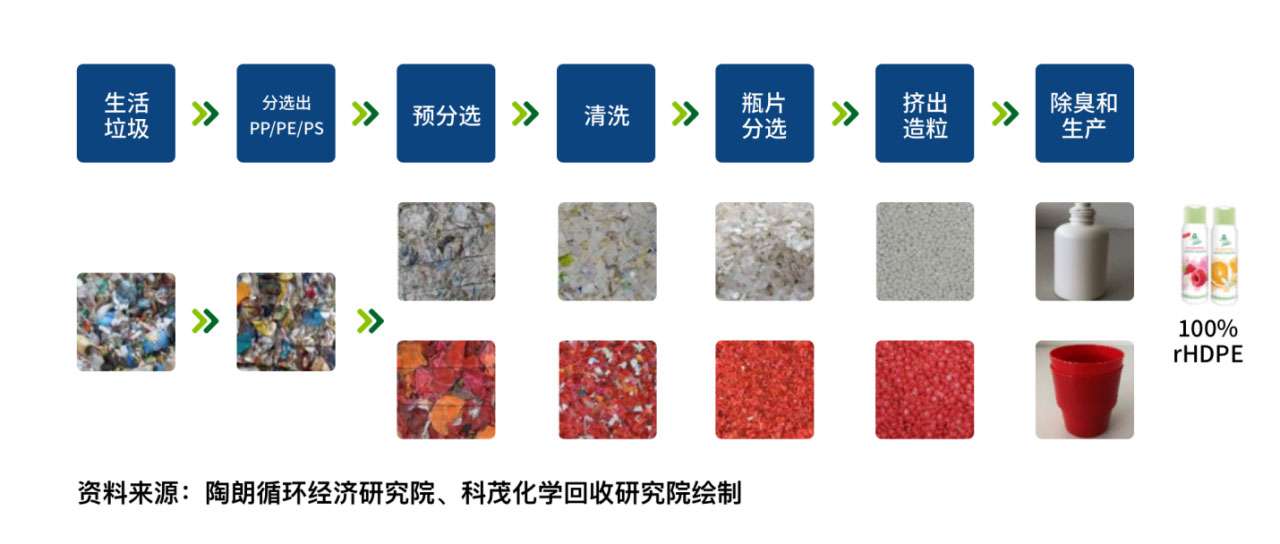 典型的PP/PE/PS塑料包裝分選及高值化再生利用流程